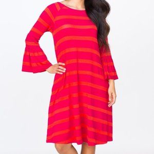 XL Orange Magenta Stripe Walker Dress